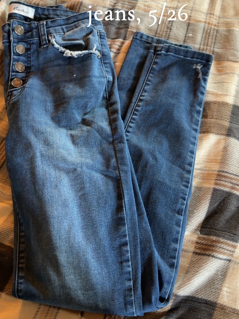 KanCan Medium Blue High-Rise Skinny Jeans with Button-Fly